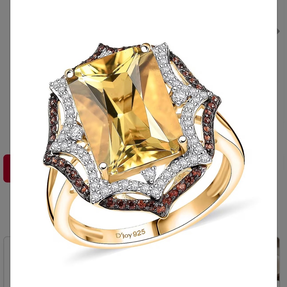 Yellow Labradorite and Multi
Gemstone Solar Flare Ring in 18K
Vermeil Size 6 New